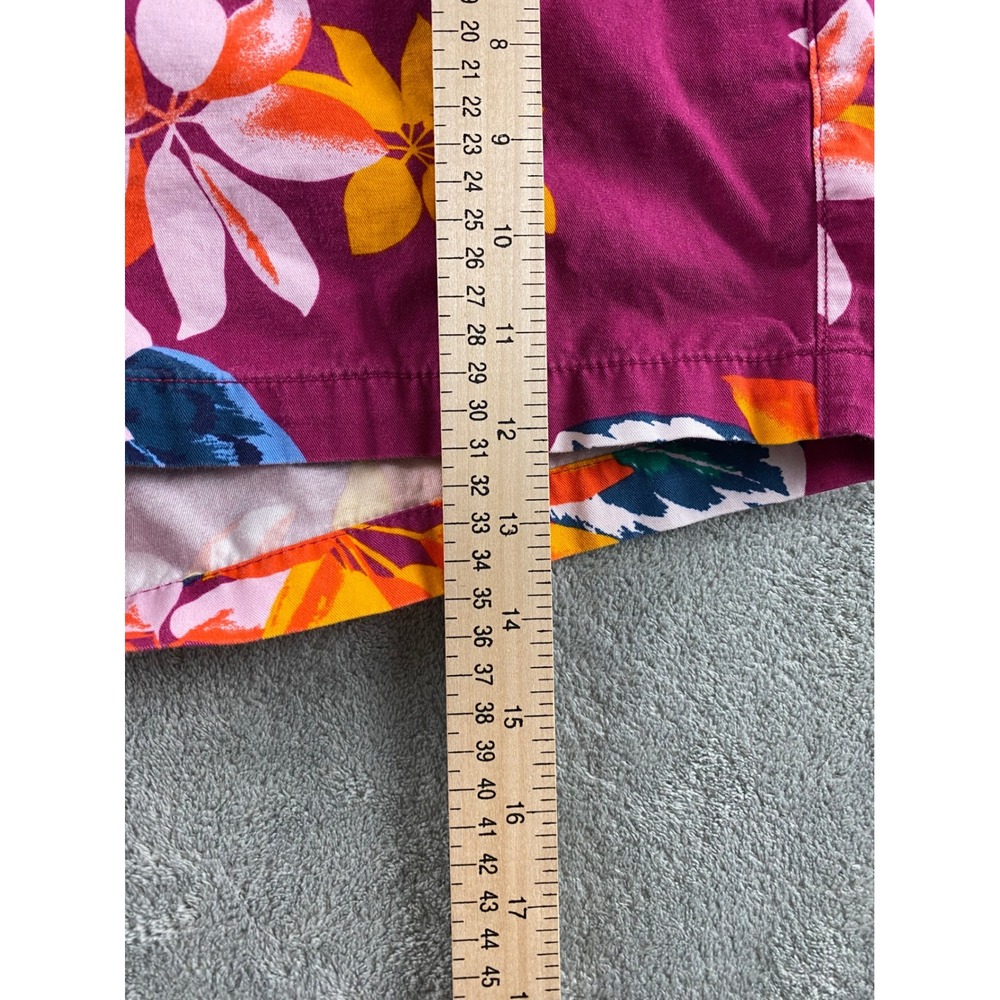 Old Navy Everyday Short Womens 10 Purple Hibiscus Floral Tropical Cotton 1166 - Picture 8 of 11